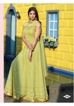 Designer Lime Green Color Anarkali Gown