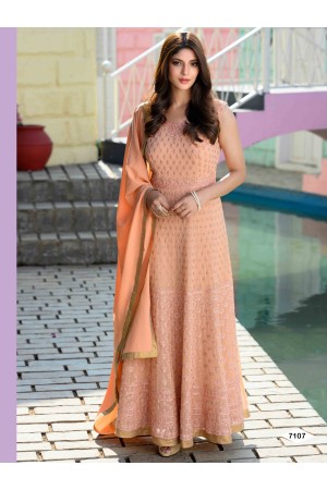 Shop Peach Cotton Printed Anarkali Gown | Vasansi Jaipur