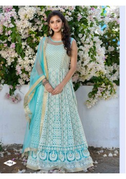 Designer Light Blue Color Anarkali Gown