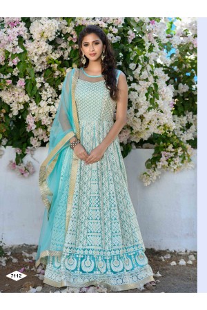 Designer Light Blue Color Anarkali Gown