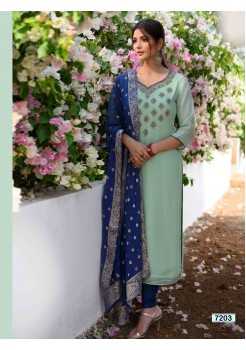 Designer Greenish Blue Straight Cut Chudidar