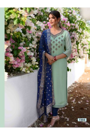 Designer Greenish Blue Straight Cut Chudidar