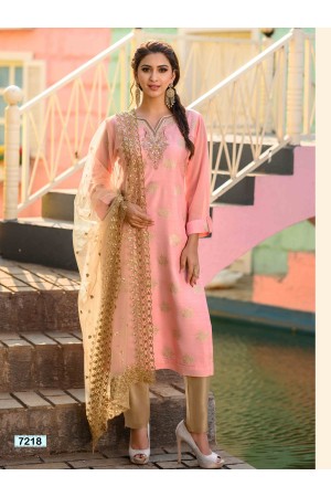 Pink & Gold Straight Cut Pant Chudidar