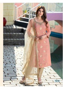 Light Pink Gold Straight Cut Pant Chudidar