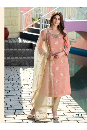 Light Pink Gold Straight Cut Pant Chudidar