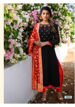 Black & Red Straight Cut Chudidar